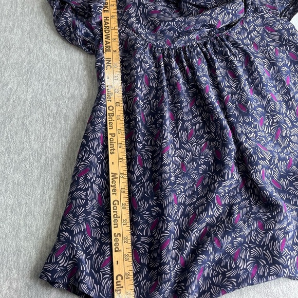 Odille Blue and White Ruffled Flutter Sleeve Blouse - Picture 6 of 6